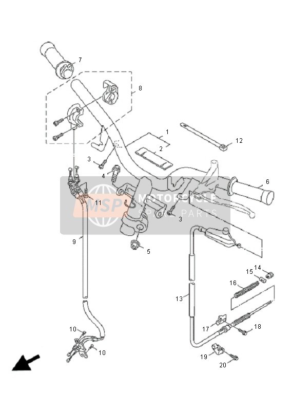 Yamaha XC125 CYGNUS X 2008 Stuurhandvat & Kabel voor een 2008 Yamaha XC125 CYGNUS X